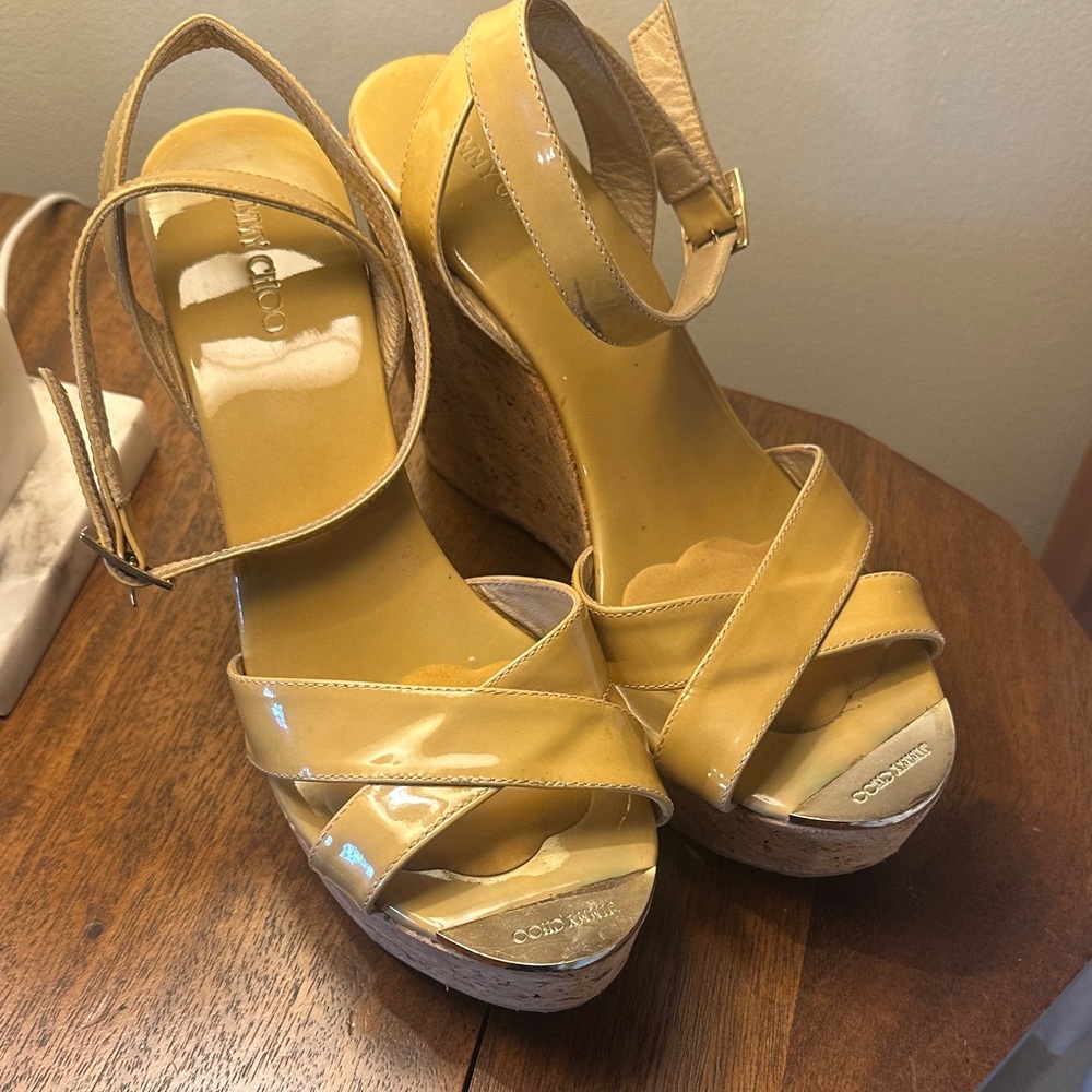 Jimmy Choo Yellow Wedge Sandals